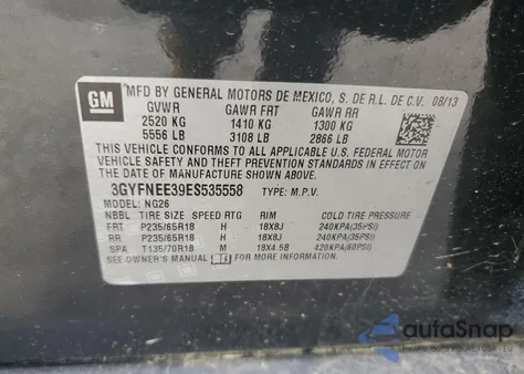 2014 Cadillac Srx Luxury Collection from USA, damaged, VIN 3GYFNEE39ES535558